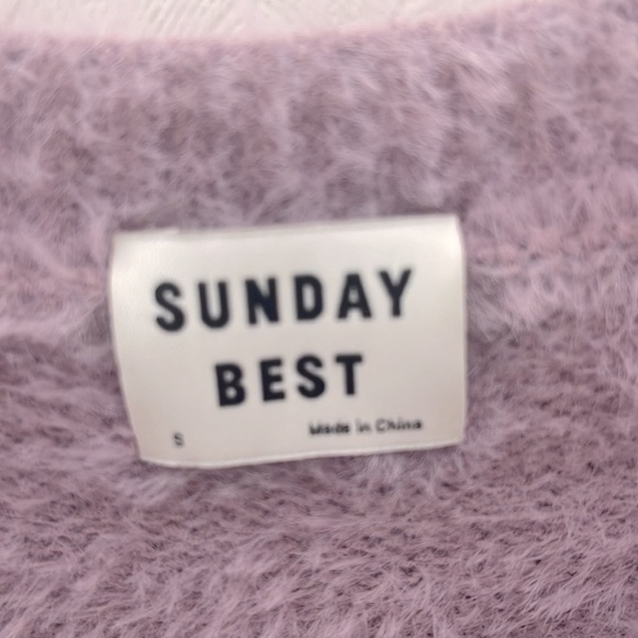 SUNDAY BEST cute Purple fuzzy Crew Neck Sweater Size S - Picture 4 of 5